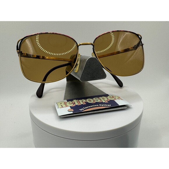 Vintage Oversize Sunglasses NOS Metal Style Brown Lens Brown/Gold Frame main image 4